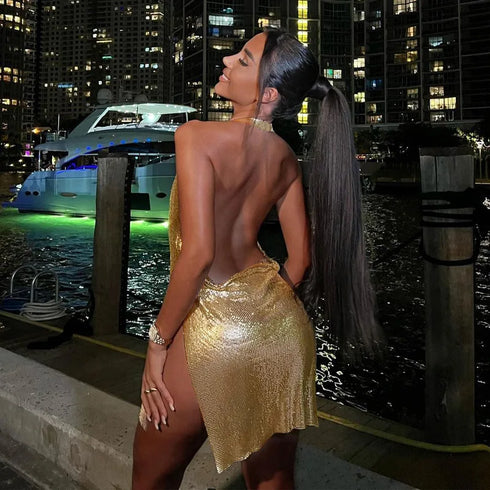 Sexy Fashionable Women's Elegant Backless Sequin Party Dress